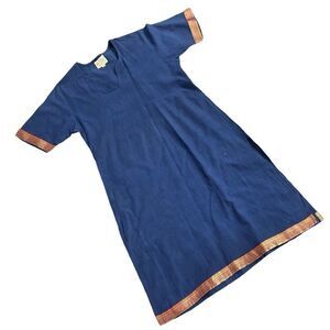 Fabindia Women’s Cotton Half Sleeves Shirt/Tunic in the Size Medium in Navy